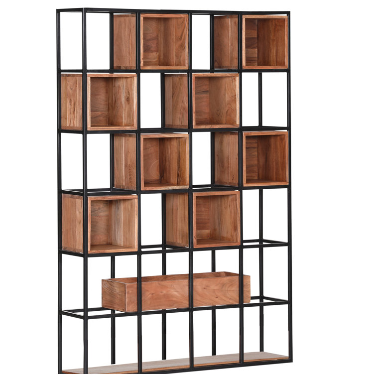 Ebern Designs Dixon 160Cm H x 108Cm W Solid Wood Cube Bookcase